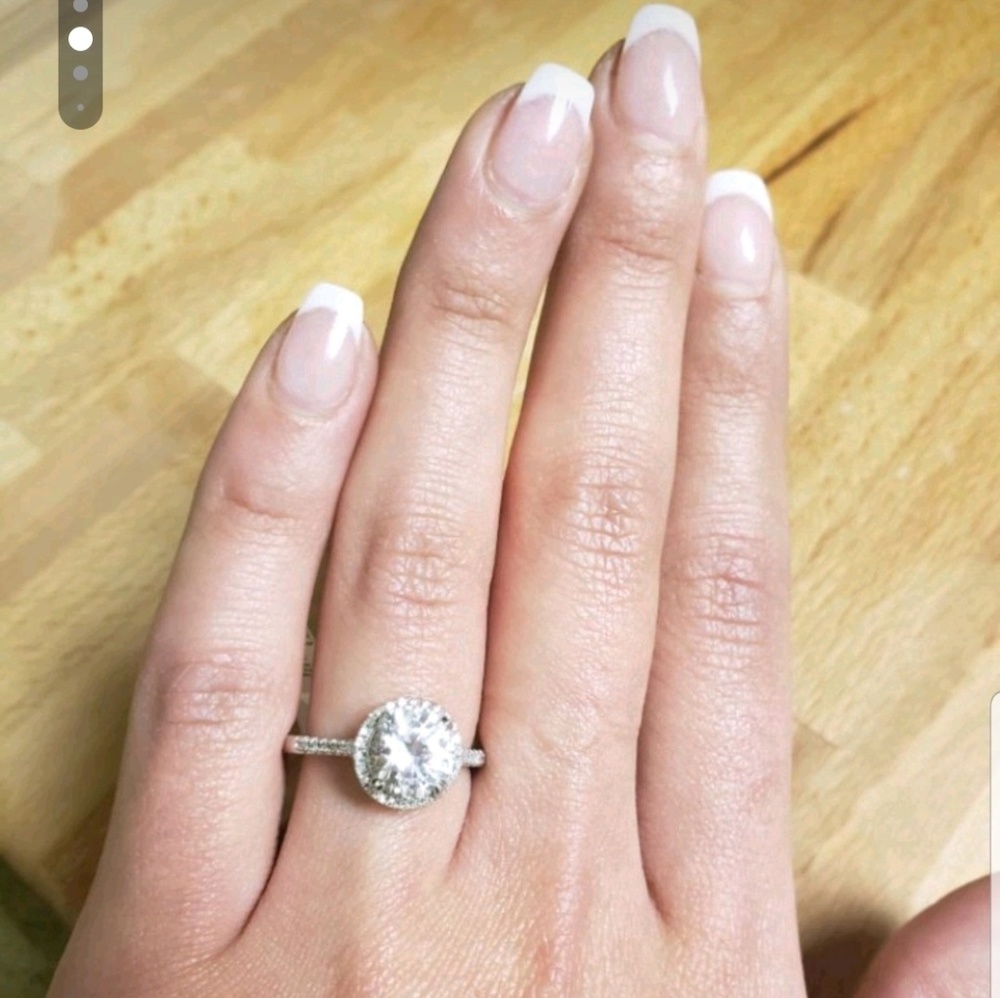 14K White Gold Halo Engagement Ring